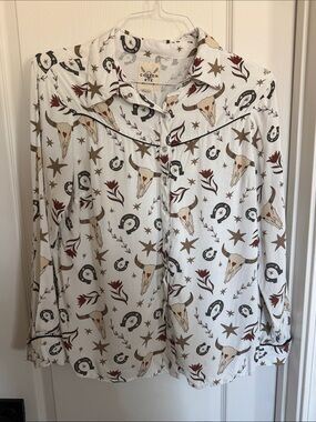 Cotton On White Western Print Button-Down Shirt